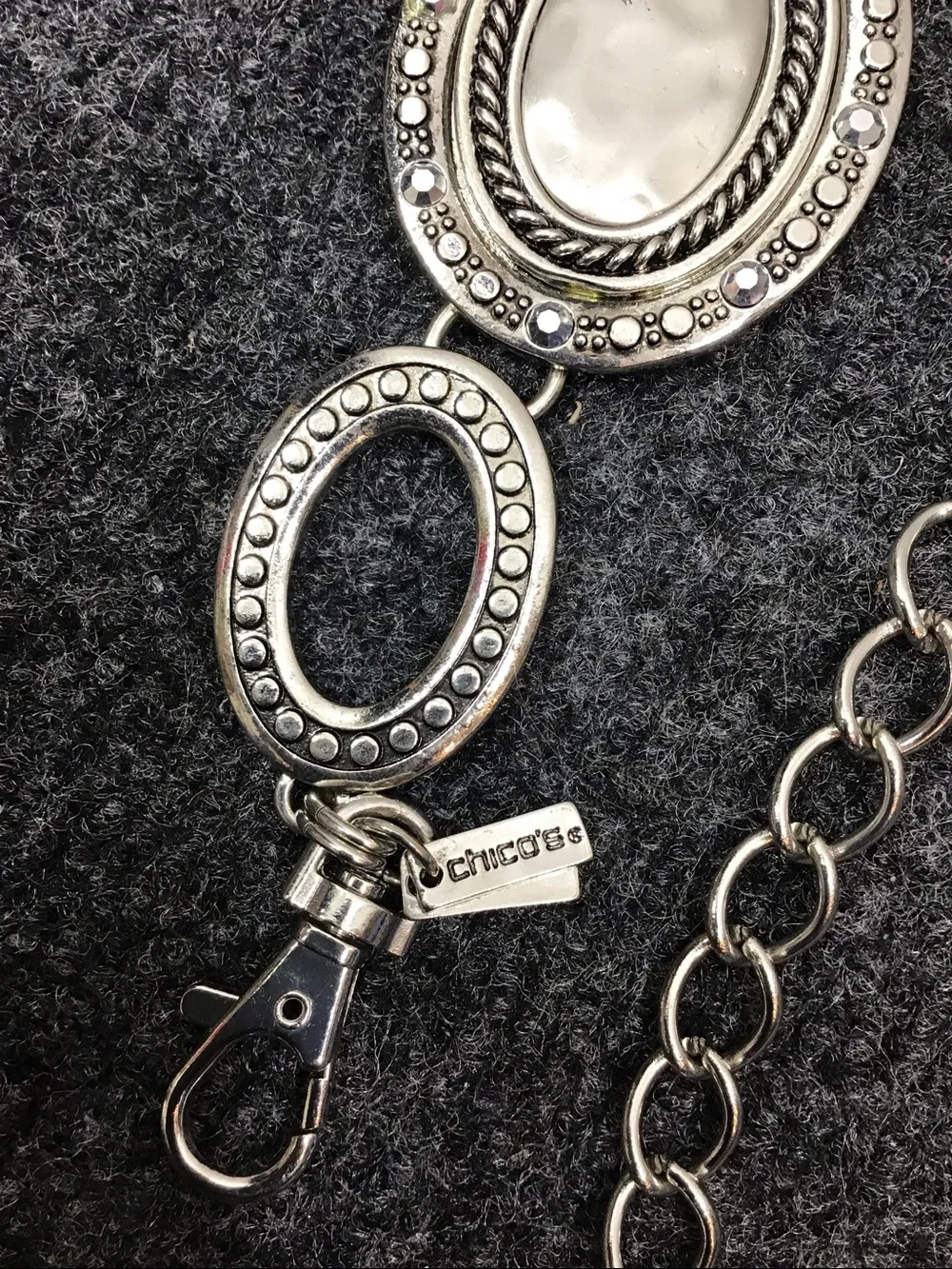 Chico’s heavy Metal Link Chain adjustable Waist Belt in Silver